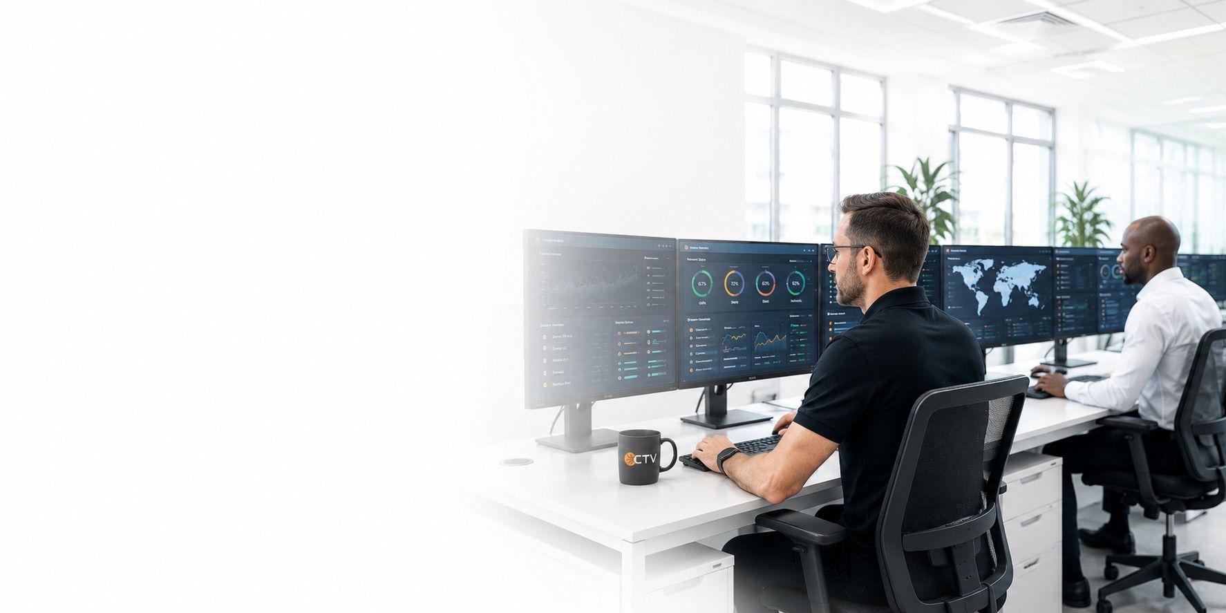 Techniker der CTV GmbH Zwickau am Serverschrank